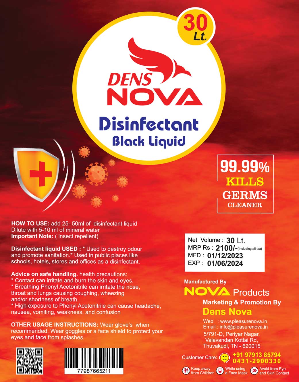 Dens Nova - Disinfectant Black Liquid