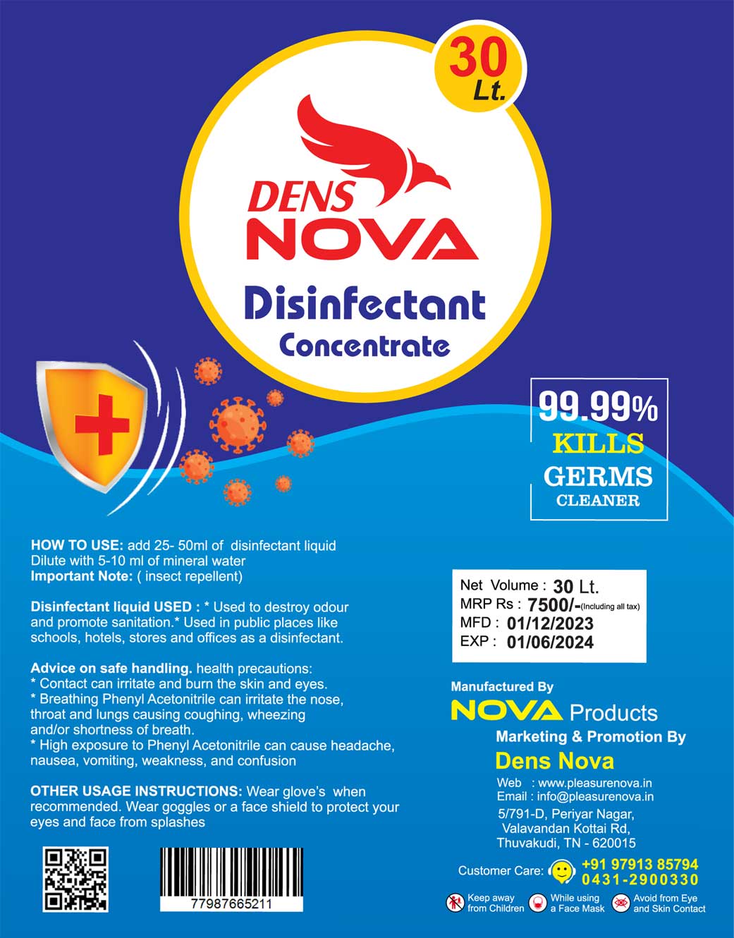 Dens Nova - Disinfectant Concentrate